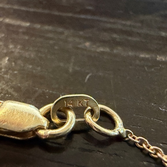 14k and Diamond Rose Gold Solitaire Bezel Necklace - 22 inch - Picture 5 of 7